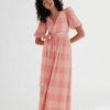 Clothing * | Stella Midi Dress Significant Other Online Coral Check