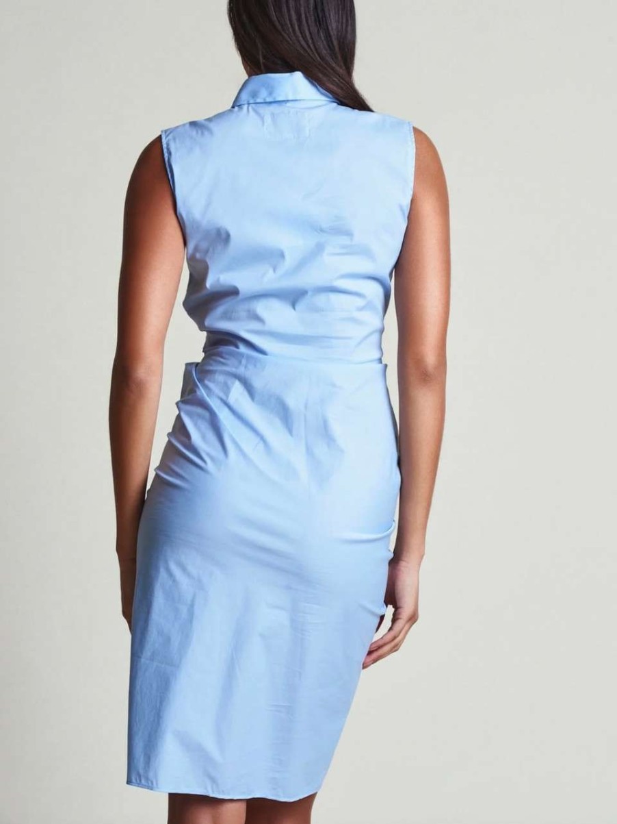 Clothing * | The Sleeveless Wrap Front Dress The Shirt Online Blue Dawn