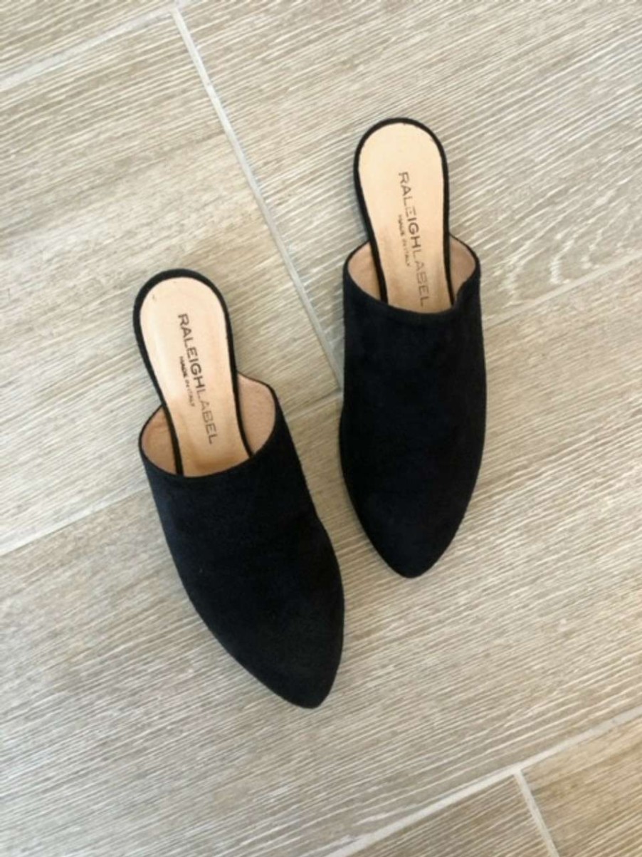 Shoes * | Raleigh Label Slides Cheap Online Black Suede