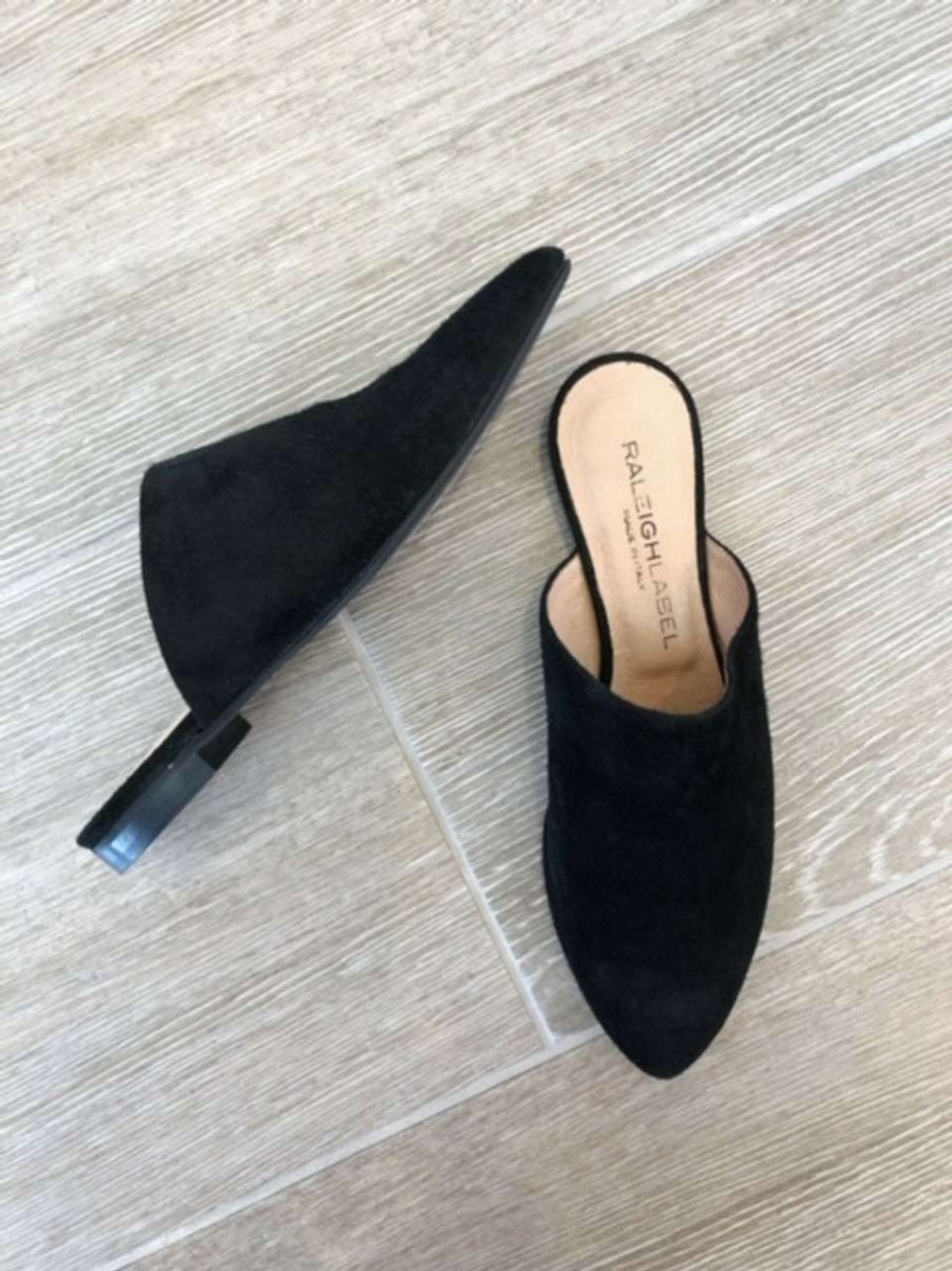 Shoes * | Raleigh Label Slides Cheap Online Black Suede