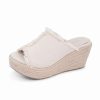 Shoes * | Wania Wedge Chocolat Blu Exclusive Natural Linen