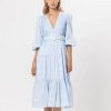 Clothing * | Flora Pintuck Midi Dress Lusana Excellent Quality Powder