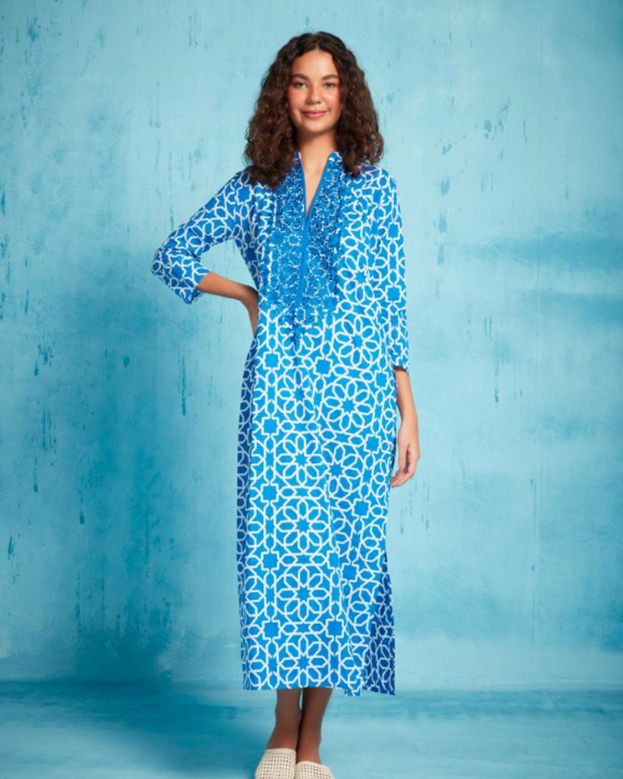 Clothing * | Clorinda Kaftan Ro'S Garden Exclusive Blue Fanny