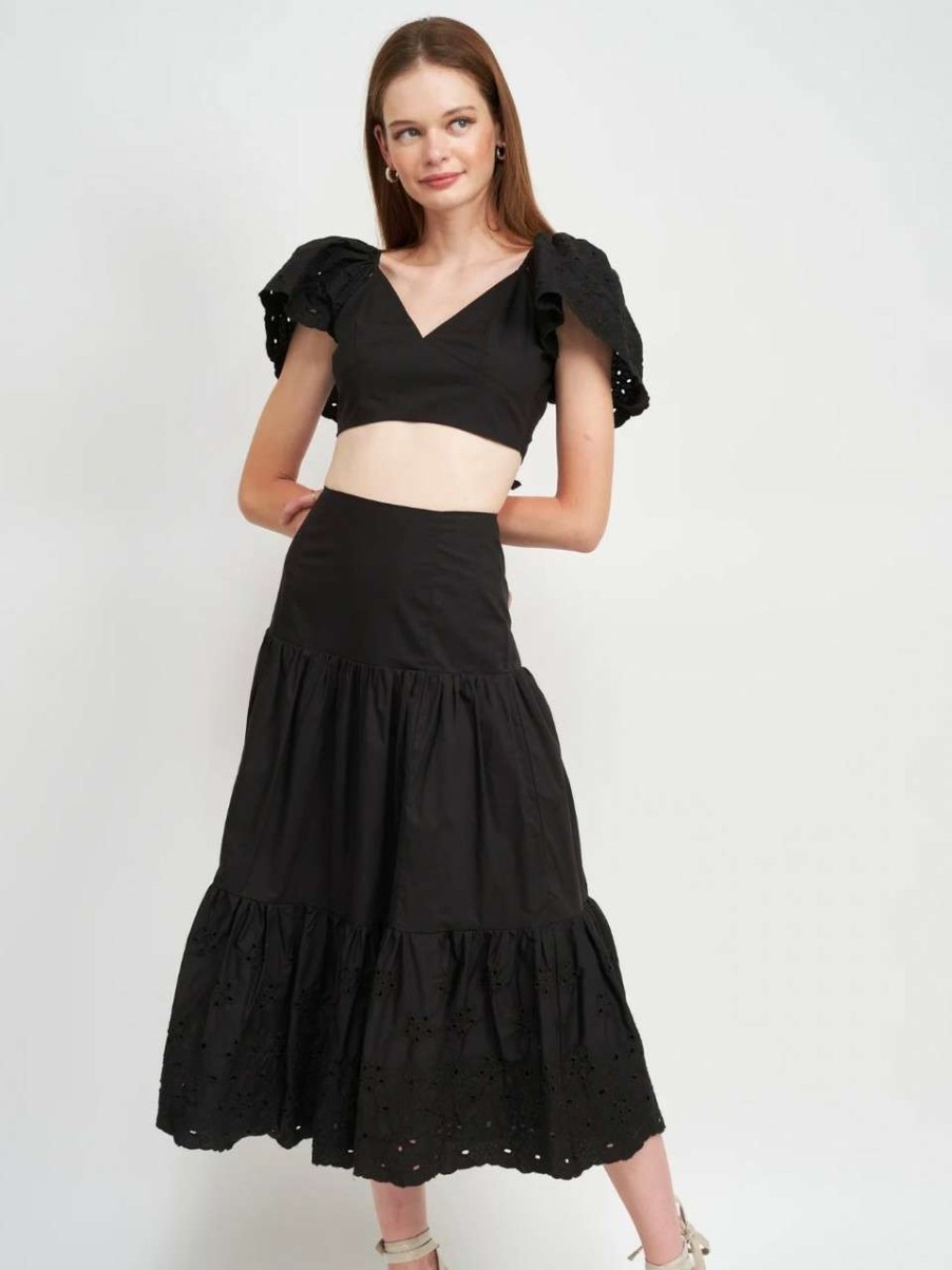 Clothing * | Byblos Tiered Skirt En Saison Exclusive Black