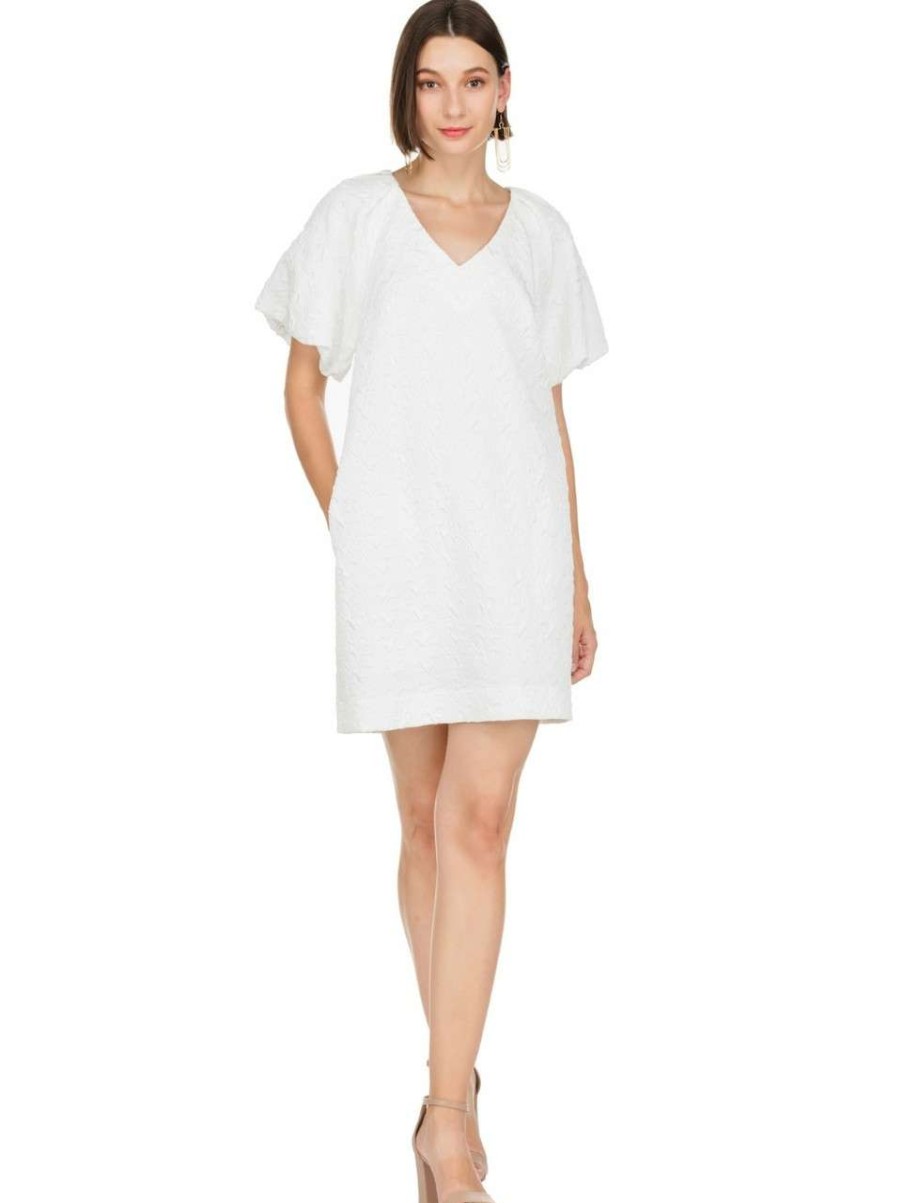 Clothing * | Brocade Dress Jade Online Sales White