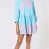 Clothing * | Contrast Cut Out Batwing Dress Juliet Dunn Online Blue/Neon Pink