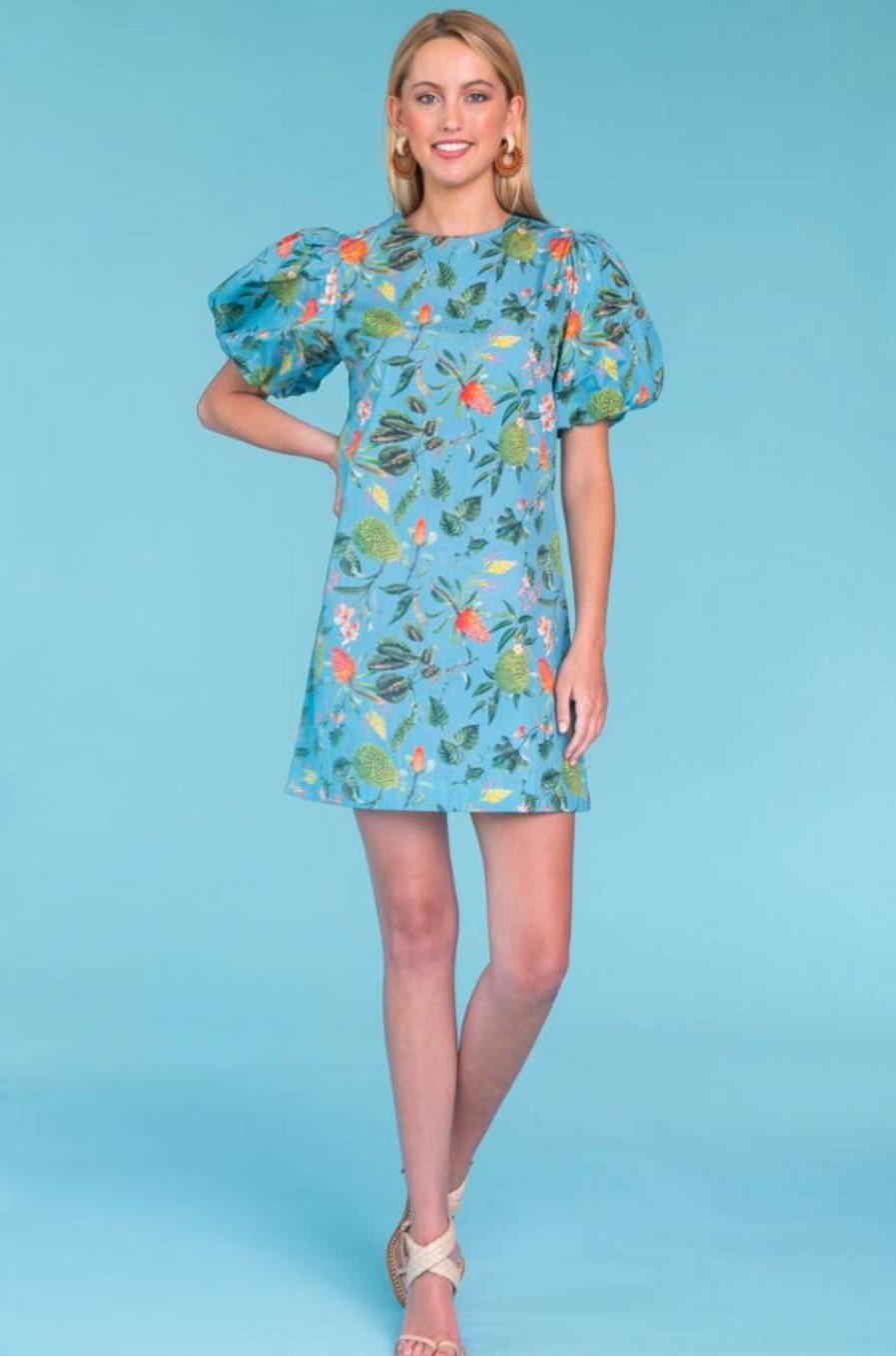 Clothing * | Louisa Dress Olivia James Best Sellers Tropicalia Sea Mist