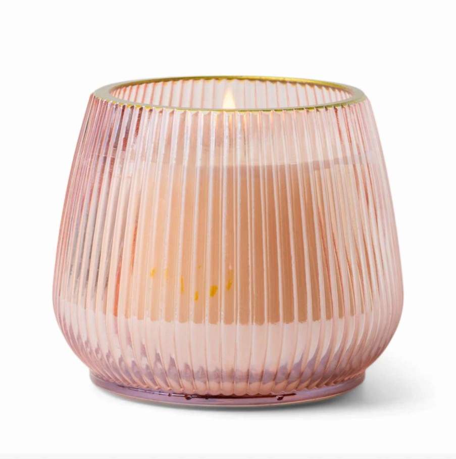 Accessories * | Lustre Blush Ribbed Glass Candle 12Oz Paddywax Typical Style Applewood & Spice