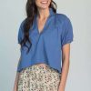 Clothing * | Elizabeth Top Olivia James Quality Guarantee Dusty Blue