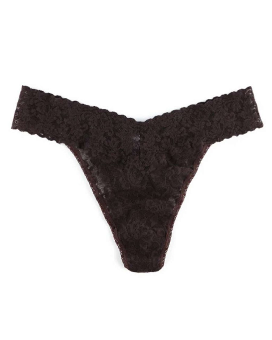 Accessories * | Signature Lace Thong Hanky Panky Best Sellers Chocolate Noir