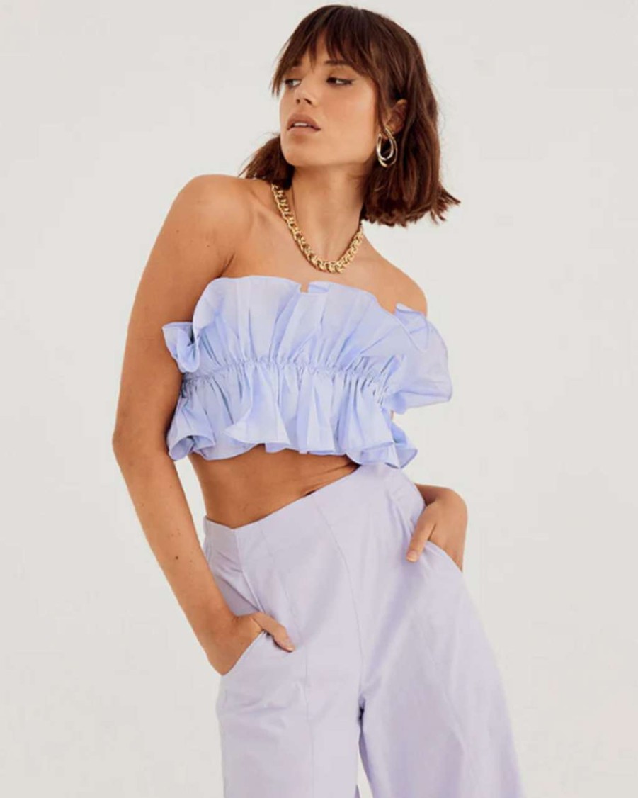 Clothing * | Rapture Crop Bodice Sovere Top Selling Pale Periwinkle