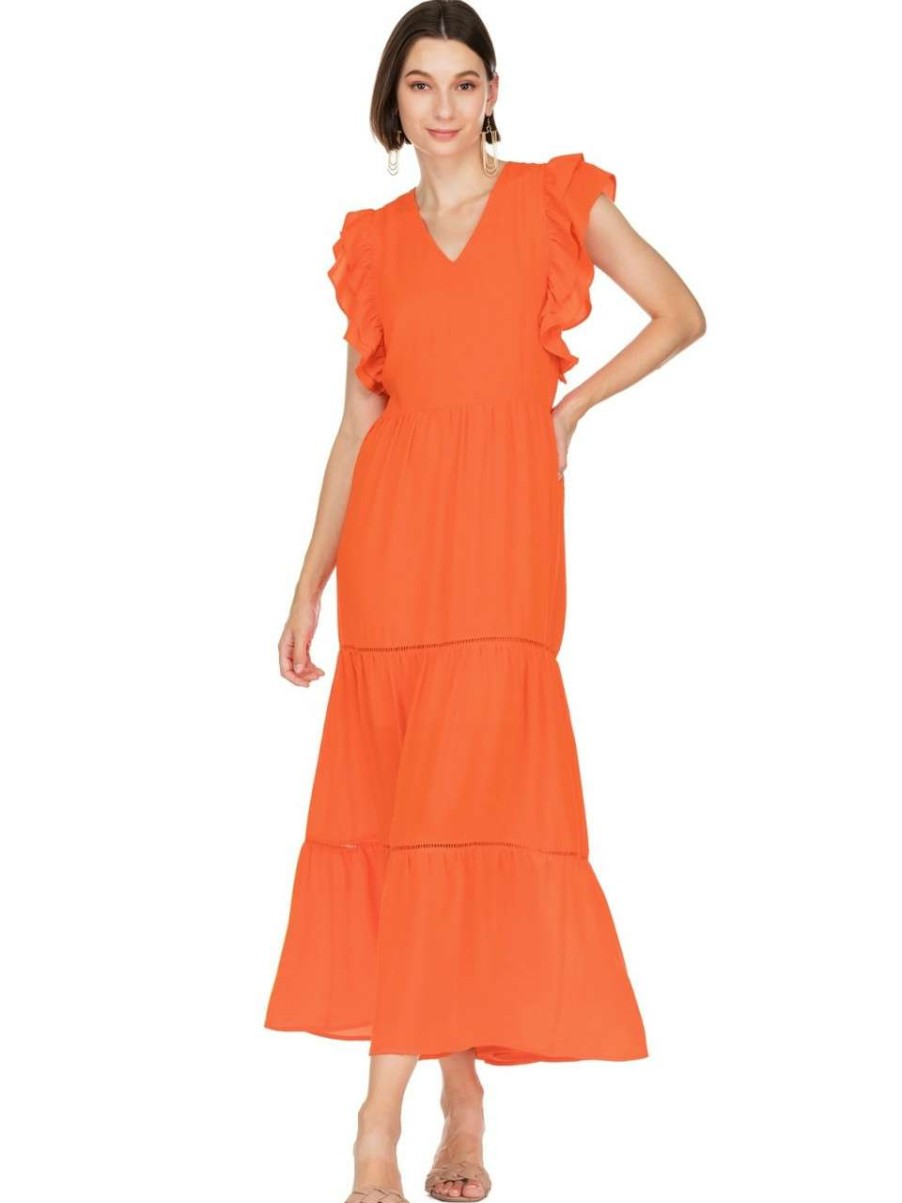 Clothing * | Ruffle Trim Tiered Maxi Dress Jade Exclusive Poppy