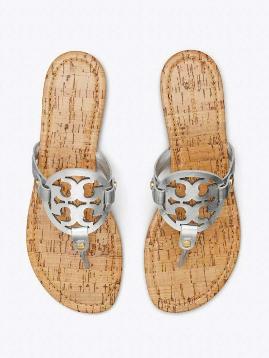 Shoes * | Miller Sandal Tory Burch Flash Sale Silver/Natural