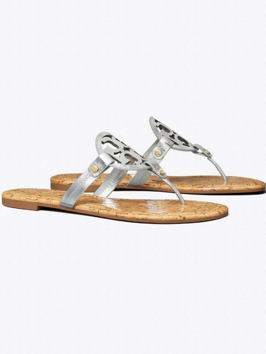 Shoes * | Miller Sandal Tory Burch Flash Sale Silver/Natural