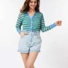 Clothing * | Zigzag Cardigan Esqualo Hot Sale Blue