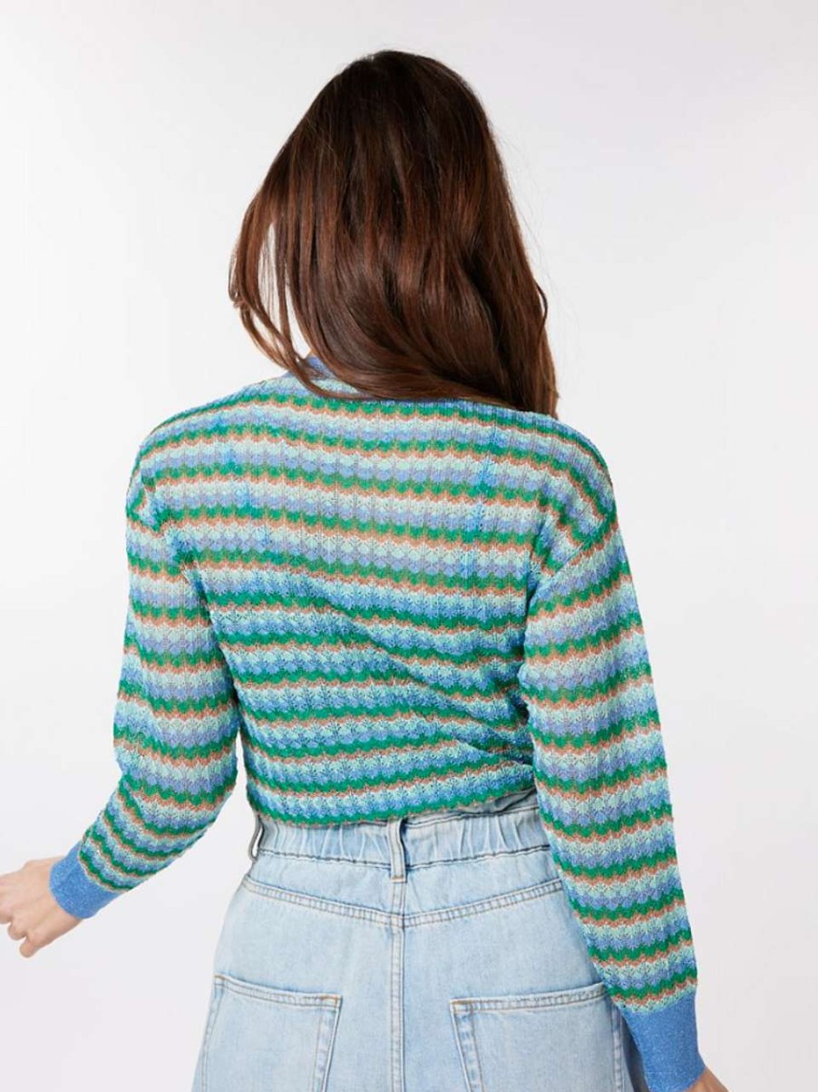 Clothing * | Zigzag Cardigan Esqualo Hot Sale Blue