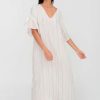 Clothing * | Contrast Ruffle Sleeve V-Neck Dress Pitusa Online White