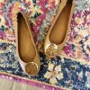 Shoes * | Minnie Travel Ballet Flat Tory Burch Quality Guarantee Royal Tan/Gold