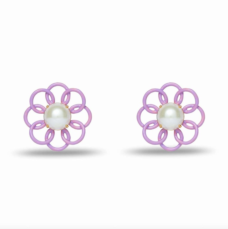 Accessories * | Marigold Button Earrings Lele Sadoughi Top Sell Lilac