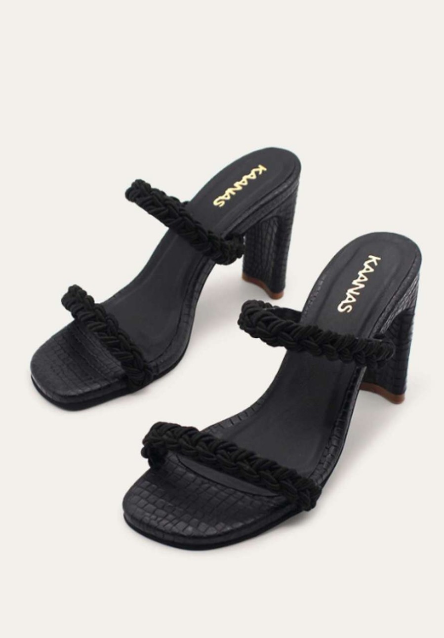 Shoes * | Ariana Braided Heel Kaanas Online Sales Black