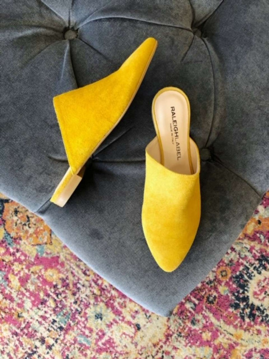 Shoes * | Raleigh Label Slides Top Sellers Yellow Suede