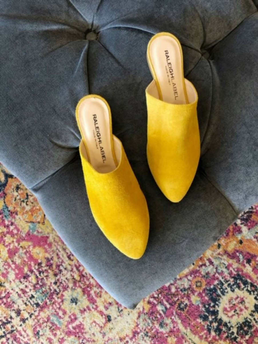 Shoes * | Raleigh Label Slides Top Sellers Yellow Suede