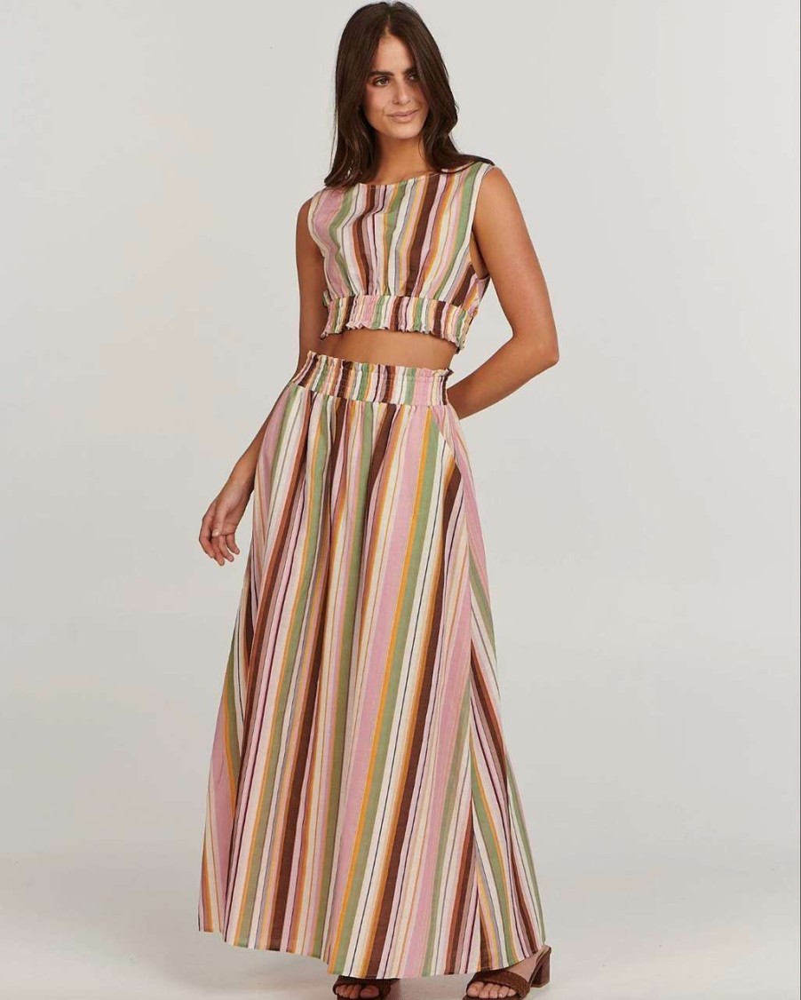 Clothing * | Addy Maxi Skirt Charlie Holiday Top Sell Multi Stripe