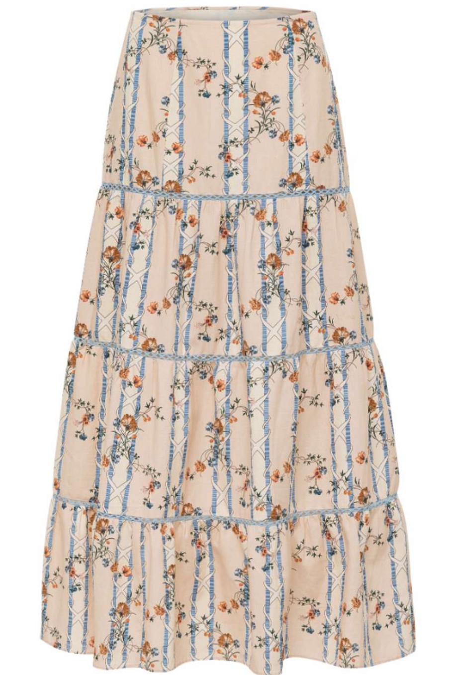 Clothing * | Whitley Linen Skirt Anna Cate Collection Quality Guarantee Peach/Blue Stripe