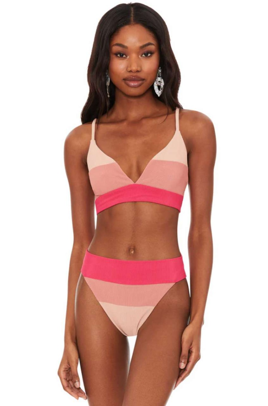 Clothing * | Alexis Bottom Beach Riot Hot Sell Rouge Color Block