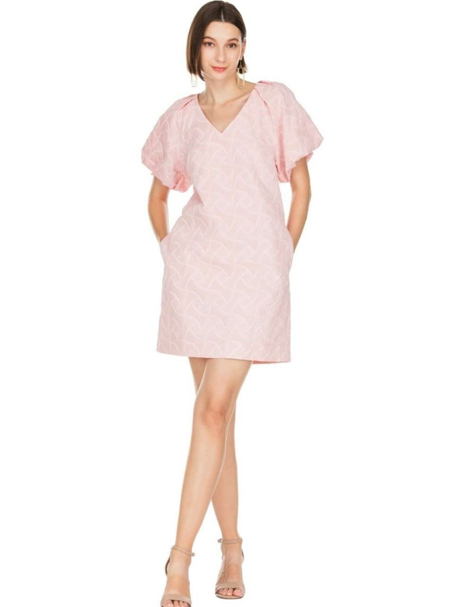 Clothing * | Brocade Dress Jade Bargain Sale Pink Pattern