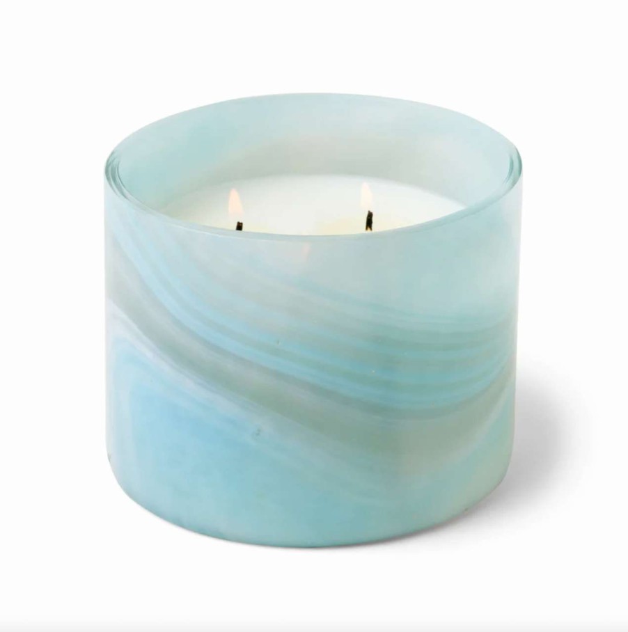 Accessories * | Blue Whirl Glass Candle 14Oz Paddywax Exclusive Blue Sage & Lavender