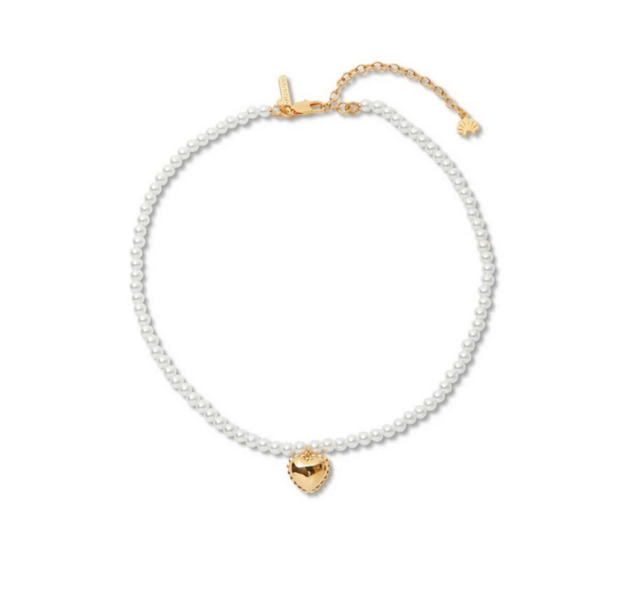 Accessories * | Lace Heart Pearl Necklace Lele Sadoughi Reliable Quality Gold