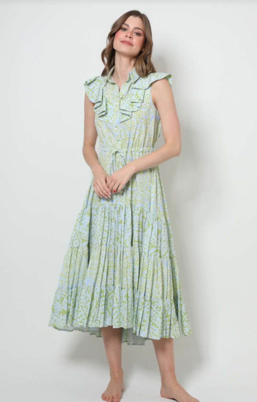 Clothing * | Madeline Midi Dress Kleid Online Sales Mosaico Green